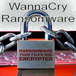 image of an eye with multiple padlocks and the word Ransomware